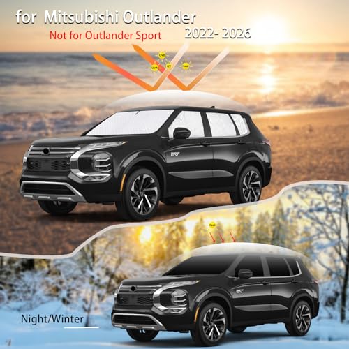 Image of KMF 8pcs Thicken Sun Shades for Mitsubishi Outlander(Not Sport) 2022-2026 Accessories, Full Car Window Covers Sunshade for Windshield Side Rear, UV Block and Blackout Privacy for Car Camping Outdoor