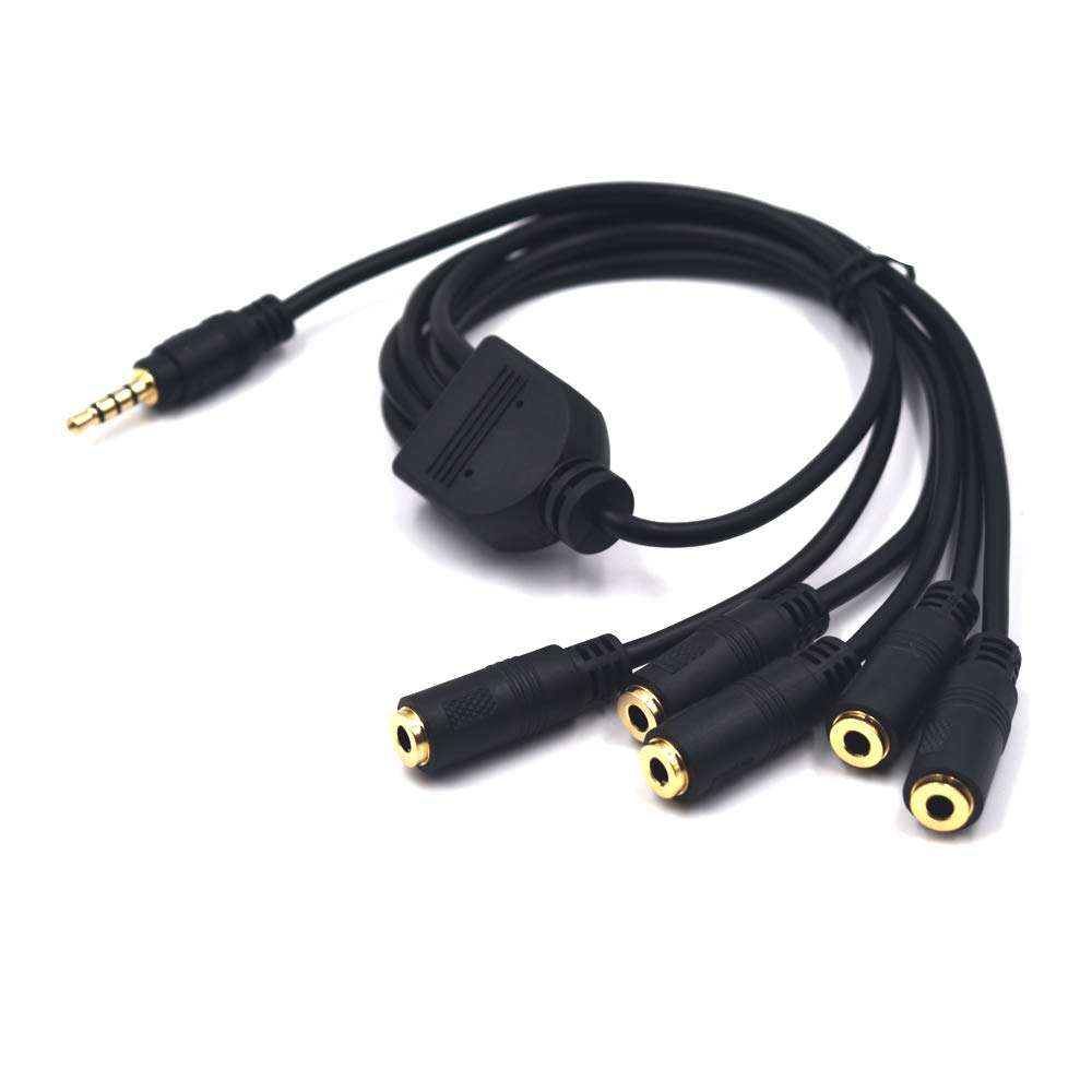 Cable de extensión divisor de 3,5 mm de 1 a 5 maneras de 3,5 mm, conector macho TRRS de 3,5 mm a hembra para auriculares adaptador divisor de audio estéreo (3,5 mm TRRS)