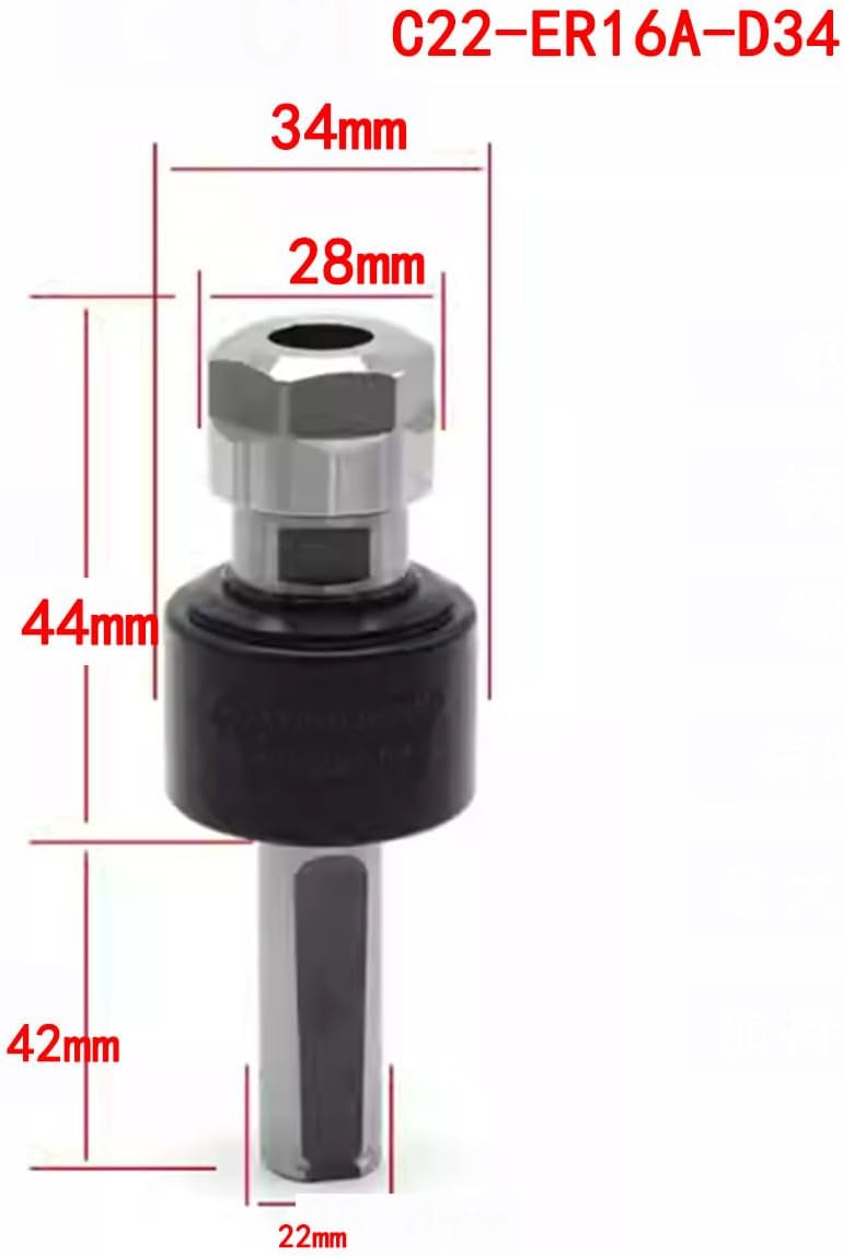 Floating reamer handle (radial 360 ° floating) set, C22-ER16A-D34， Clamping diameter: 22mm, length 86mm, suitable for ER16 tube clamp, 1pcs/lot. Comes with 12pcs ER16 inch Chuck (1/32 "-3/8")