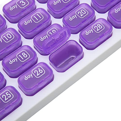 Organizador mensal de comprimidos de 31 dias organizado por semana, 4 semanas e um mês com recipient