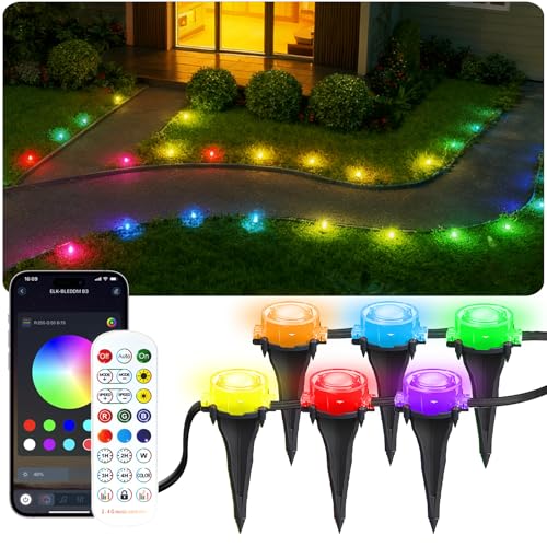 100Ft RGB Ground Lights Outdoor LED Pathway Lights, Multi Color