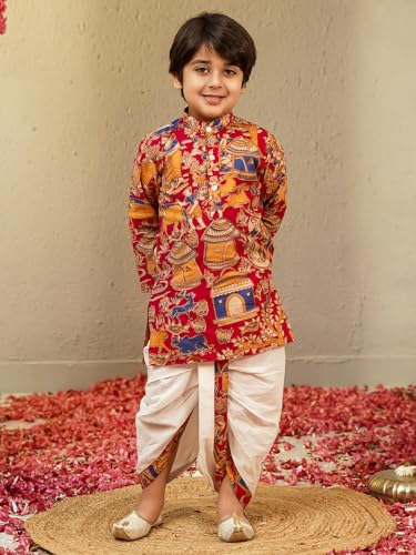 Image of AJ DEZINES Kids Ethnic Wear Pure Cotton Dhoti Kurta Set For Boys