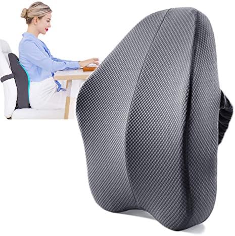 Helishy Back Cushion/Lumbar Support Pillow,Memory Foam Back Pillow,Breathable 3D Mesh & Ergonomic Designed for Back Pain Relief,Adjustable Strap,Back Pillow for Office Chair,Home,Car,Wheelchair(Grey)