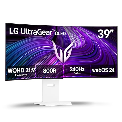 LG 39GX90SA-W 39-inch Ultragear WQHD (3440 x 1440) OLED Curved Gaming Monitor 240Hz, 1ms, NVIDIA G-Sync Compatible, AMD FreeSync Premium, VESA DisplayHDR True Black 400, webOS, USB Type-C, White
