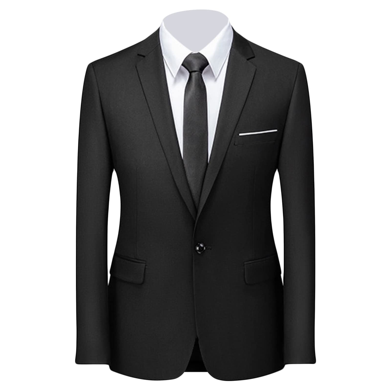 Men's Stylish Slim Fit Daily Blazer Solid Casual Formal Wedding Party Sport Coat One Button Lapel Business Jacket (Black 1,X-Small)