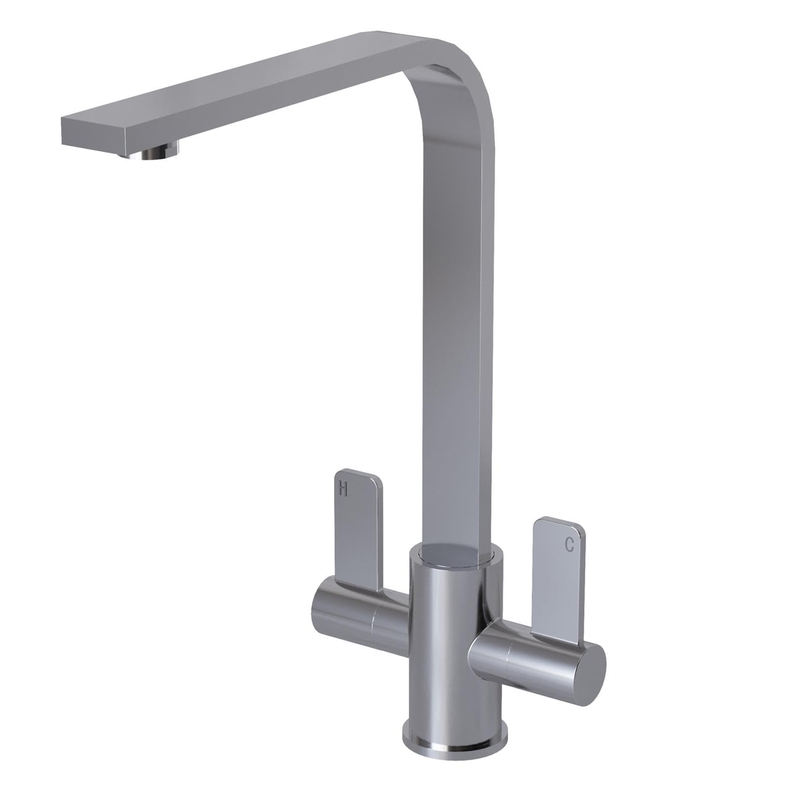 Liquida Chrome Eb402ch Flat Style Modern Dual Lever Kitchen Mixer Tap