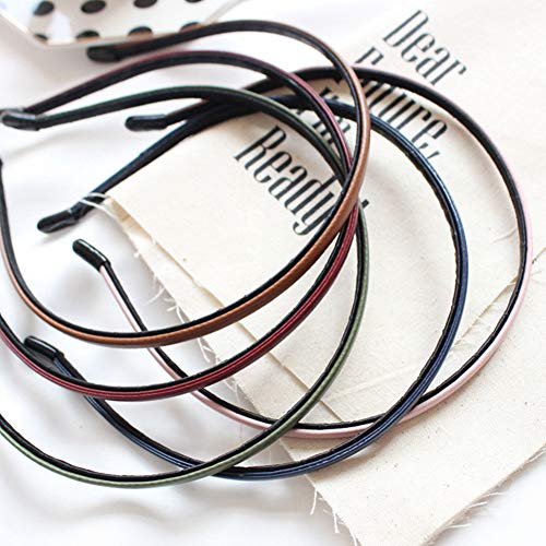 Xiwstar Skinny Leather Covered Twist Headband Hair Bows Hair Loop Clasp Glitter Party Hairbands For Women And Girls (Solid Narrow - 7Pcs) #TOP5