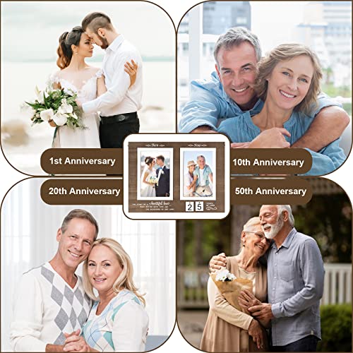 Then & Now Celebrate Years Of Love Anniversary Frame, 1-99 Years Wedding Gift Ideas - Anniversary Wood Photo Frame, Engagement Bridal Shower Gifts With Sentimental Quote - Holds 2 4X6 Inches Photos (Then & Now) #TOP1