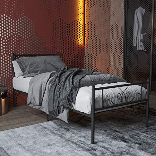 Simlife Twin Size Bed Frame With Headboard And Footboard Metal Platform Bed For Kids Adults No Box Spring Support Needed Easy To Put Together Black #TOP3