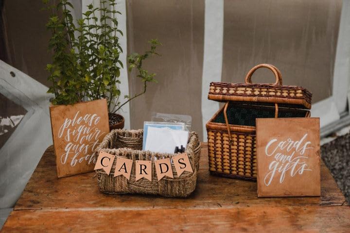 Image of Wedding Decorations for Reception Basket Pre-Strung Kraft Banner for Wedding Birthday Baby Shower Graduation Decor Party Favors Supplies