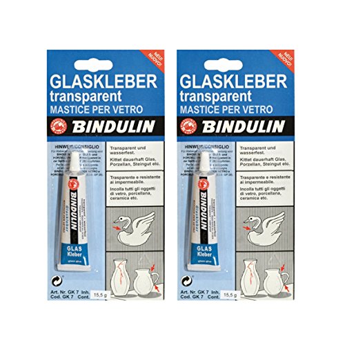 Preisvergleich Produktbild 2 x Bindulin Glaskleber, transparent, 2 x 15,5g Tube
