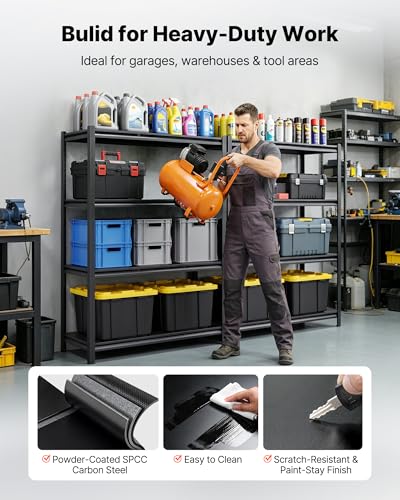Image of VEVOR Storage Shelves, 4-Tier Adjustable, 2400 lbs Capacity, Heavy Duty Garage Storage Shelving Unit, Metal Utility Rack Shelf, for Garage Workshop Warehouse Basement, 40.55 inch W x 20.55 inch D x 60.2 inch H
