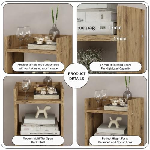 Image of Amazon Brand - Solimo Vault Bookshelf 3- Layer Bookcase, Vintage Corner Bookshelf, Bookcase, 3 Tier Corner Shelf Storage Rack for Living Room, Home, Office | 80x33x20 cm | Forest | DIY