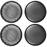 QWORK 4-Pack 8'' Black Plastic Audio Speaker Cover, Durable Subwoofer Grill Horn Guard with Mesh, Ideal for Car Speakers and DIY Projects