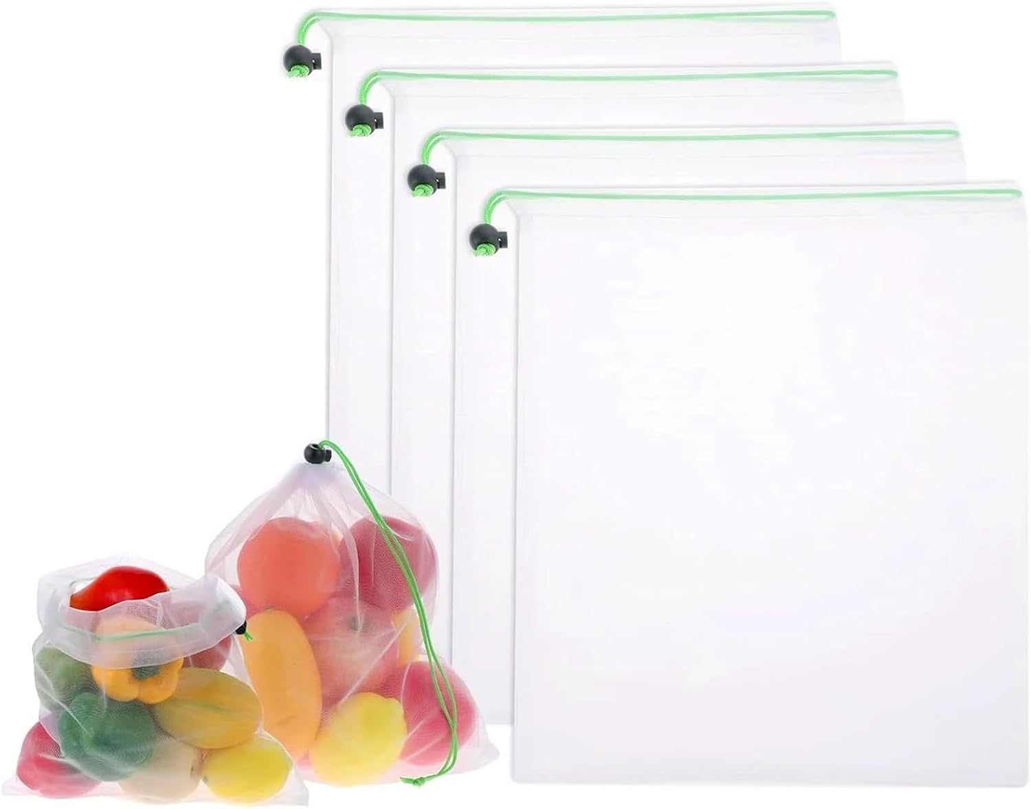 Mesh Produce Bags 20 Pcs Reusable Produce Mesh Bags Washable Vegetable Storage With Drawstring Toy Organizer Grocery