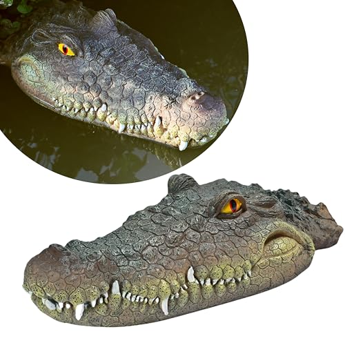 LUEUR Pond Floating Fake Alligator Head Decoy Crocodile Fake Head for Decorations Outdoor Pools Float Fake Gator Head Deterrent Ducks for Pond Decorations,Swimming Pool, Koi Pools
