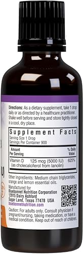 Miniatura 2 de Bluebonnet Nutrition Liquid Vitamina D3 Drops 5000 UI ayuda en el crecimiento muscular y esquelético D3 sin OMG sin gluten sin soja sin lácteos