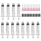 Blunt Tip Food Syringe with Needle - Resin Refilling Glue Lube Liquid Plastic Syringes, 12Pack-5ml/cc Syringes for Lip Gloss Base Ink Precision Oil Craft Applicator