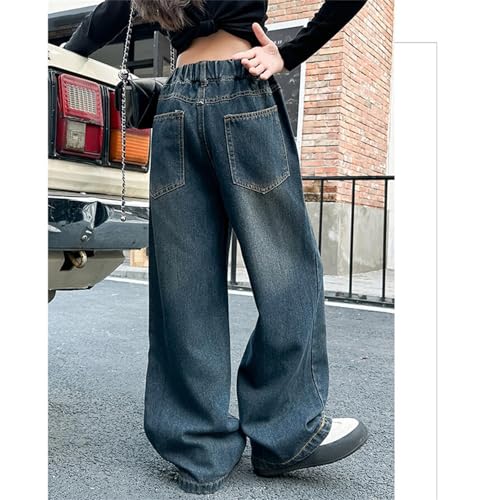 Tween Girls' Baggy Jeans Elastic Waist Straight Leg Denim Pants Wide Leg Loose Jean Pants with Pocket for Teens Girls3