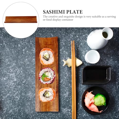 Bandeja de sushi larga de madera estilo japonés miniatura 3