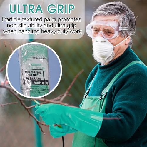 Image of Potchen 10 Pairs Chemical Resistant Gloves 15 Mil Nitrile Gloves,Small