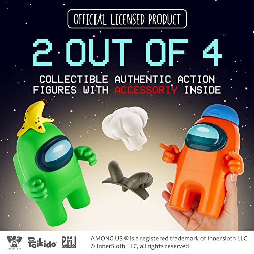 P.m.i. Among Us Action Figures | Two Of Four 7-Inch-Tall Collectibles | Among Us Toys And Playable Mini Toys | Green And Orange Crewmates With 6 Accessories: Hats And Hands | Kids’ Toys #TOP3