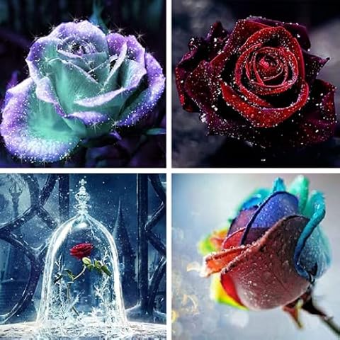 Paint by Numbers Adults Children Beginners 4 Pack DIY Hand Painted Oil Painting Kits, Acrylic Pigment for Home Decoration Birthday Christmas Gift Comes with Paint and Brush 40 x 40 cm Cover