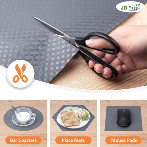 Image of JD FRESH 1.25 Meters EVA Food Grade Fridge Mats /Anti Slip Mat for Kitchen /Washable Shelf Liner Roll Sheet for Wardrobe /Cabinet /Dining Table /Drawer Mat Roll /Refrigerator Mats (Diamond Texture, Grey)