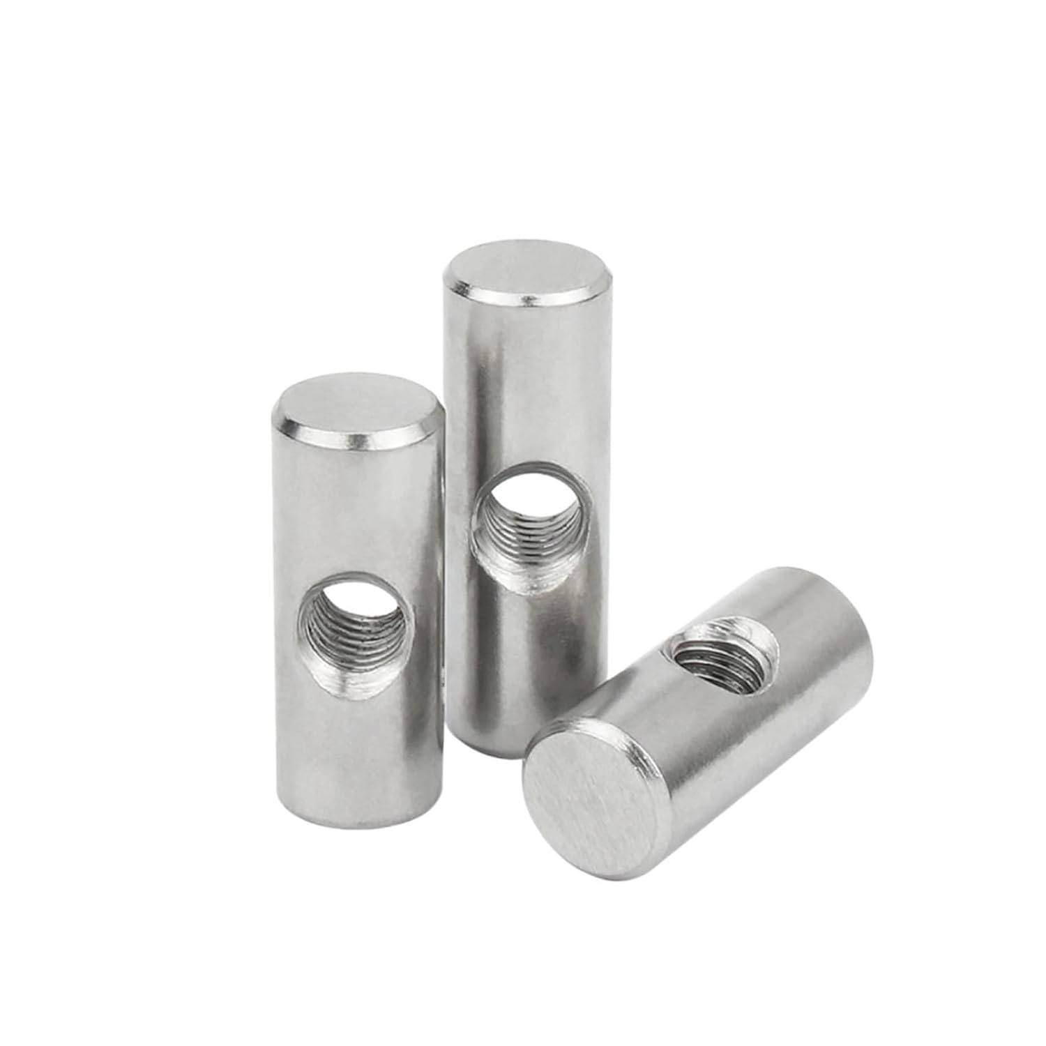 PULaif Furniture Barrel Nuts, Pack of 10 Thumb Screws Barrel Bolts Cross Dowel Slotted Fittings Silver Multiple Sizes(OD10 M6x16)