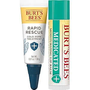Burt’s Bees Cold Sore Treatment and Medicated Lip Balm, With Menthol and Eucalyptus Oil, Natural Origin Skincare Products, 2 Tubes, 0.07 oz./0.15 oz.