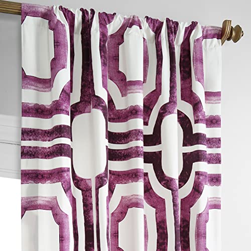 Image of HPD Half Price Drapes Geometric Printed Curtains 120 Inches Long Luxury Cotton Curtains (1 Panel) Room Darkening Window Curtains for Bedroom & Living Room, 50W x 120L, Mecca Geometric Pink
