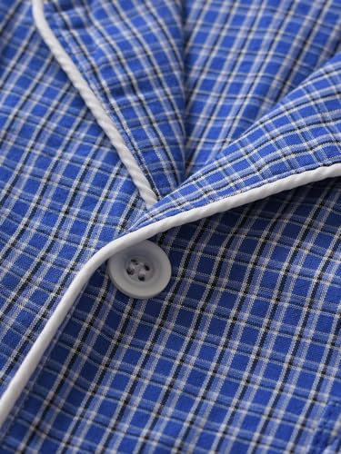 Esenchel Men's Summer Cotton Pajama Set Short Sleeve Button Down Pjs Set4