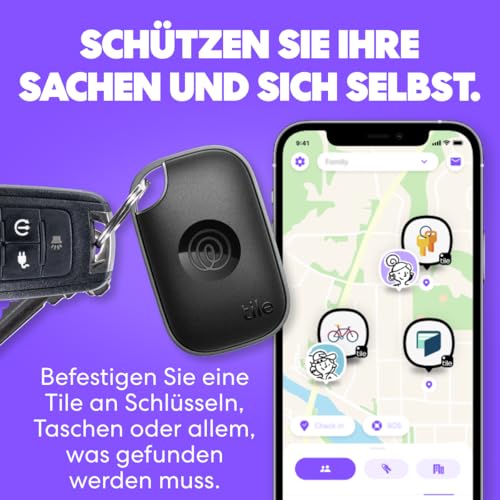 Tile by Life360 Pro - Leistungsstarker Bluetooth-Tracker, Schlüssel- und Gegenstandsfinder für Schlüssel, Taschen und mehr. iOS- & Android-kompatibel. Handy-Finder. 1er-Pack (Schwarz)