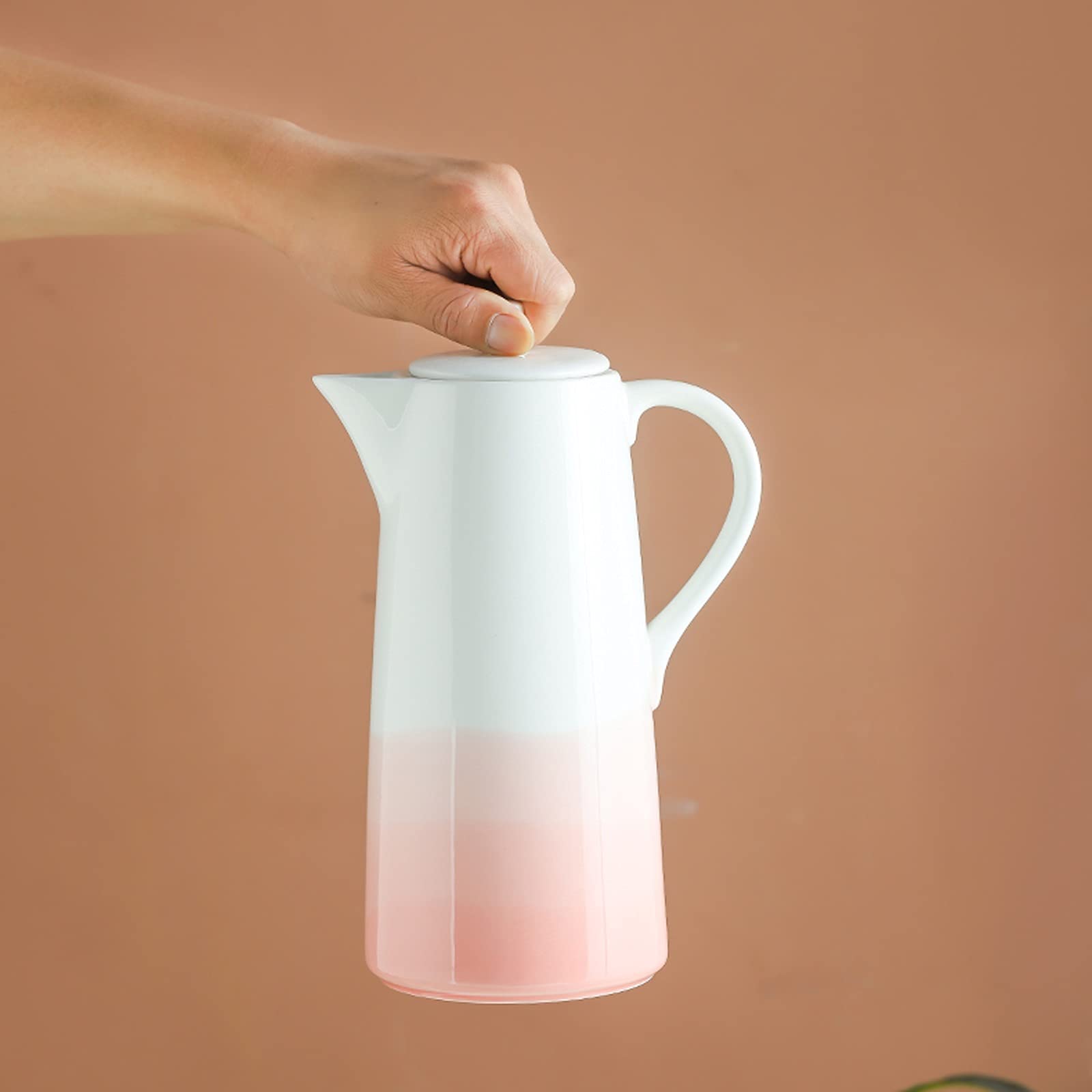 Pichet Pichet céramique créatif avec poignée et Couvercle Domestique pichet résistant à la température Haute température avec Design de Bec de olécranon sans Goutte Pichets