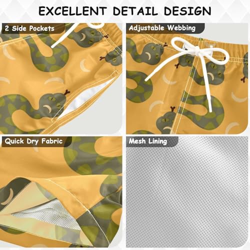 Green Sad Snake Boys Swim Trunks Kids Beach Board Shorts Swimsuit 3-14 Years-2T3