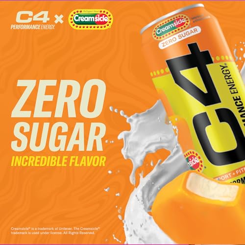 Image of Cellucor C4 Performance Energy Drink | Zero Sugar Carbonated Preworkout Energy 200mg Caffeine with Beta Alanine Orange Creamsicle 16 FL Oz (Pack of 24)