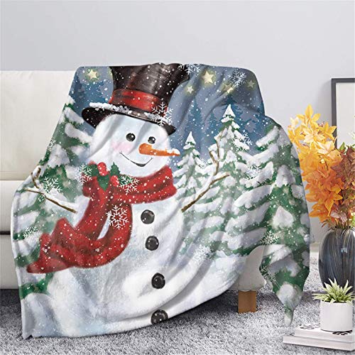 SEANATIVE Plüsch-Flanell-Überwurf-Decken für Weihnachtsdekoration, Schneemann, Weihnachtsbaum, Schneeflocke, bedruckt, leicht, Sofa-Decke, Herbst und Winter, 3XL Cover