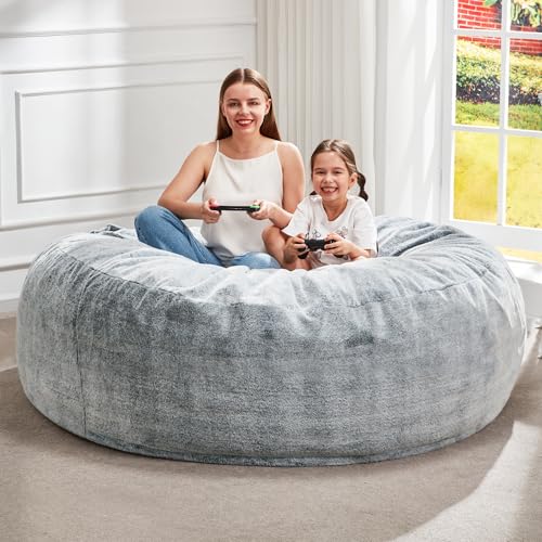 Image of Hobestluk Bean Bag Chair for Adult Giant Beanbag with Filler Grey 6FT