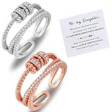 Skyfun 2 pcs Anxiety Ring Set To My Daughter Anxiety Ring Anxiety Girls Ring with Colorful Beads Spi