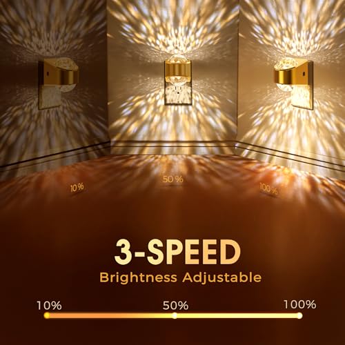 Image of Briignite Night Light, Gold Night Lights Plug into Wall, LED Projector Night Light, Soft White for Bedroom, Dimmable Brightness Dusk to Dawn Nightlight for Kids, Bathroom, Gaming Room, Home Decor