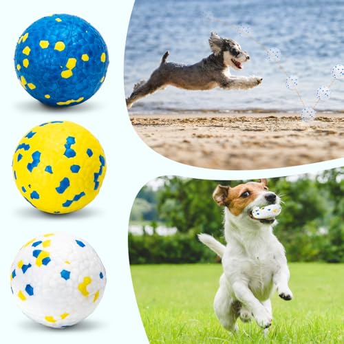 Nobleza Hundeball Unzerstörbar, 3 Stück Hundespielzeug Ball, Dauerhaftes Hundespielzeug Tennisbälle für Aggressive Kauer, Bälle für Hunde für Große, Mittelgroße, Kleine Hunde und Welpen, Ø 6.3cm