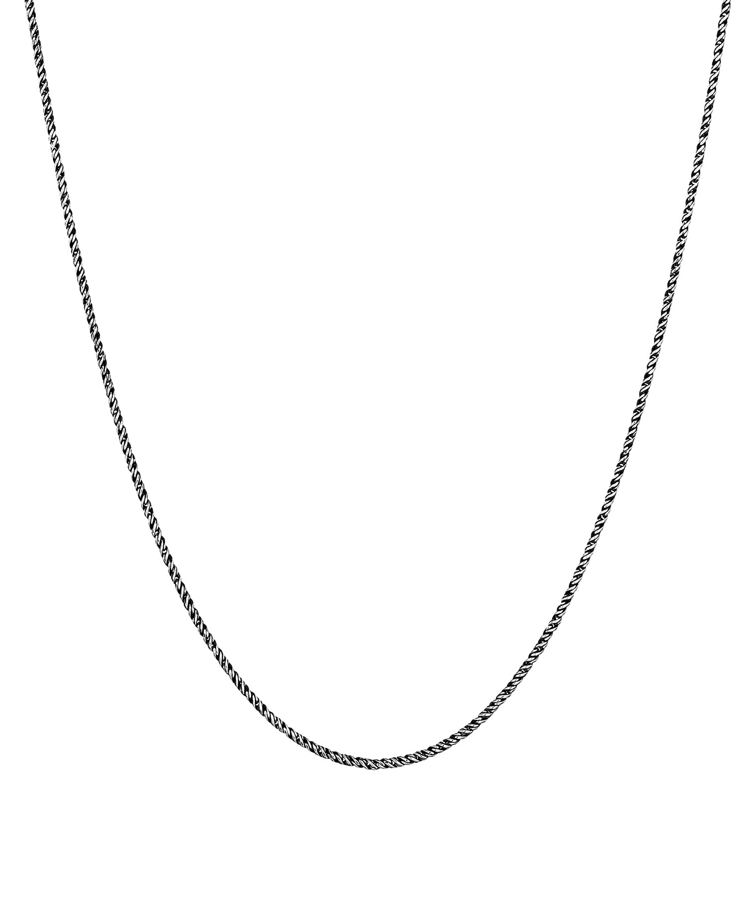 Kuzzoi Collar para hombre de plata 925 oxidada, cadena redonda de cordón para hombre (2 mm), cadena de plata maciza para hombre sin colgante, aspecto trenzado, longitud 55 cm
