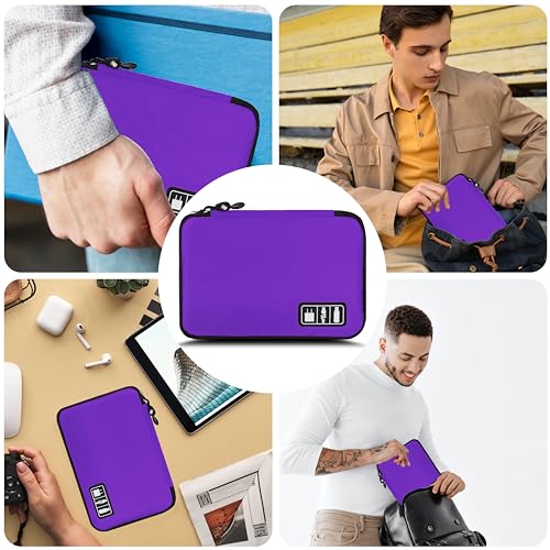 Image of Electronics Organizer,Travel Cord Organizer Pouch,Cable Organizer Bags | Travel Electronic Accessories Storage Case for Cables, Cords, Charger, Phone (Purple)