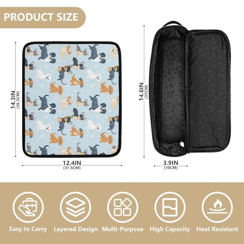 Bolsa de viaje con tapete resistente al calor para herramientas de cabello Winter Dogs Marble miniatura 4