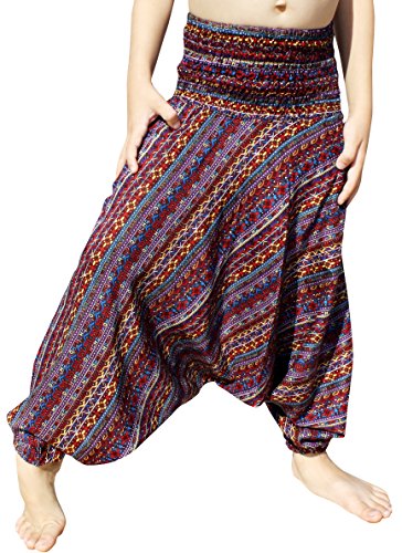 Image of RaanPahMuang Brand Light Viscose Smock Kids Aladdin Pants Bright Prints