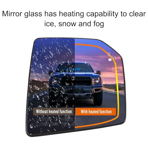Passenger Side Mirror Replacement for 2015-2021 Ford F150 with BSD Heated Right Side Mirror Glass Replacement for F150 2021 2020 2019 2018 2017 2016 2015