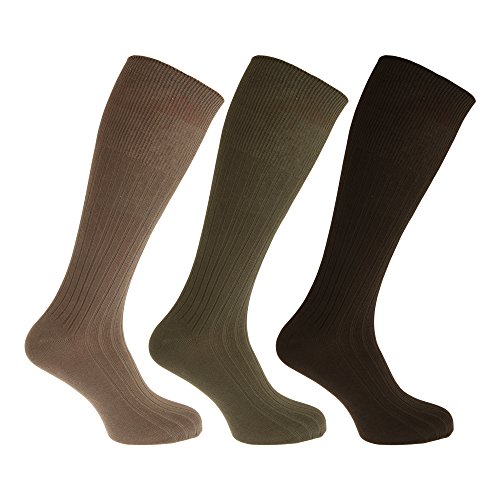 Heren 100% katoen geribbelde kniekousen (Pack van 3) - Afbeelding 3