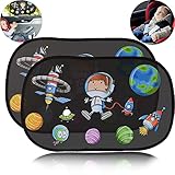【Amplia gama de aplicaciones】 Esta visera solar para niños es adecuada para la mayoría de los automóviles, minivans y SUV normales. El tamaño es de 51 * 31 cm, que puede cubrir la mayoría de las ventanas laterales, proporcionando una mejor experiencia de protección solar para bebés y pasajeros.