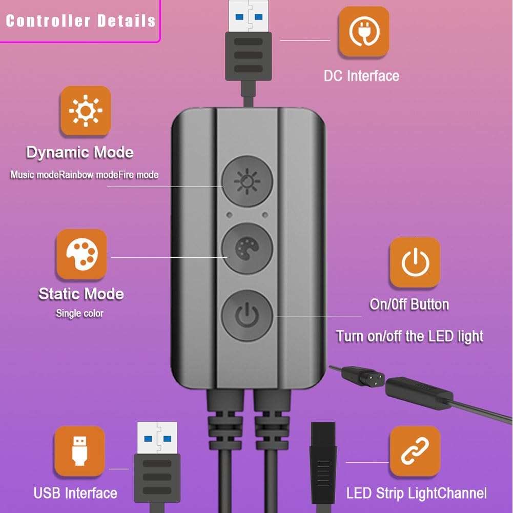 Barra luz LED USB for TV,tira LED varios tamaños for pantalla 17 a 32 pulgadas con control aplicación,movimiento con la pantalla,barra luz sincronización música for trabajo,películas TV,juegos(Size:1m