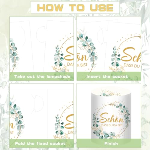 12 Stück Windlicht Tischdeko Schön DASS du da bist, Teelichter Eukalyptus Grün Deko, Windlichter Taufe Kommunion Tischdeko, Lichthülle Taufe Konfirmation Junge Mädchen Erstkommunion Baby Shower Deko